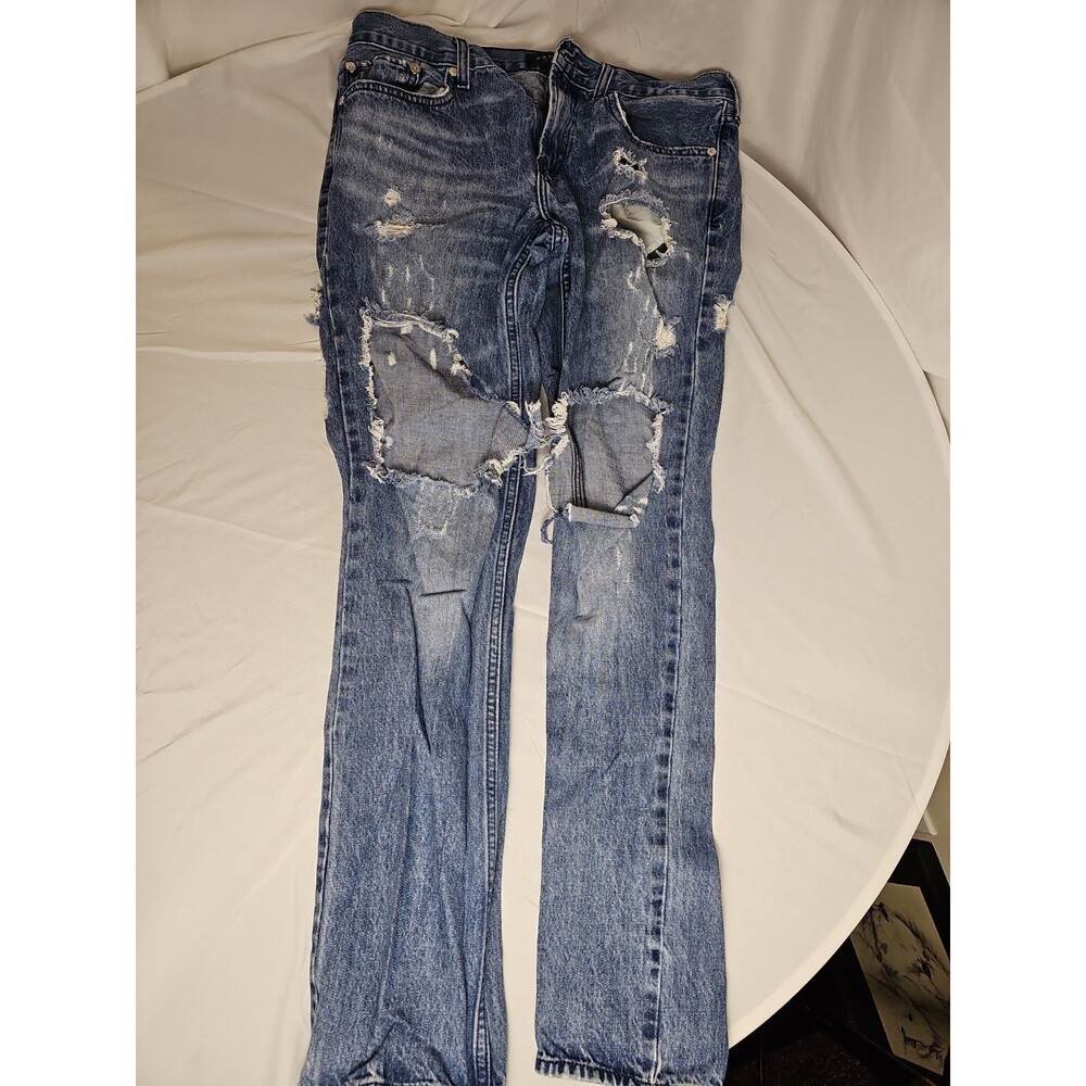 PacSun Mens Stacked Skinny Distressed Light Stone Wash Denim Jeans 32x32